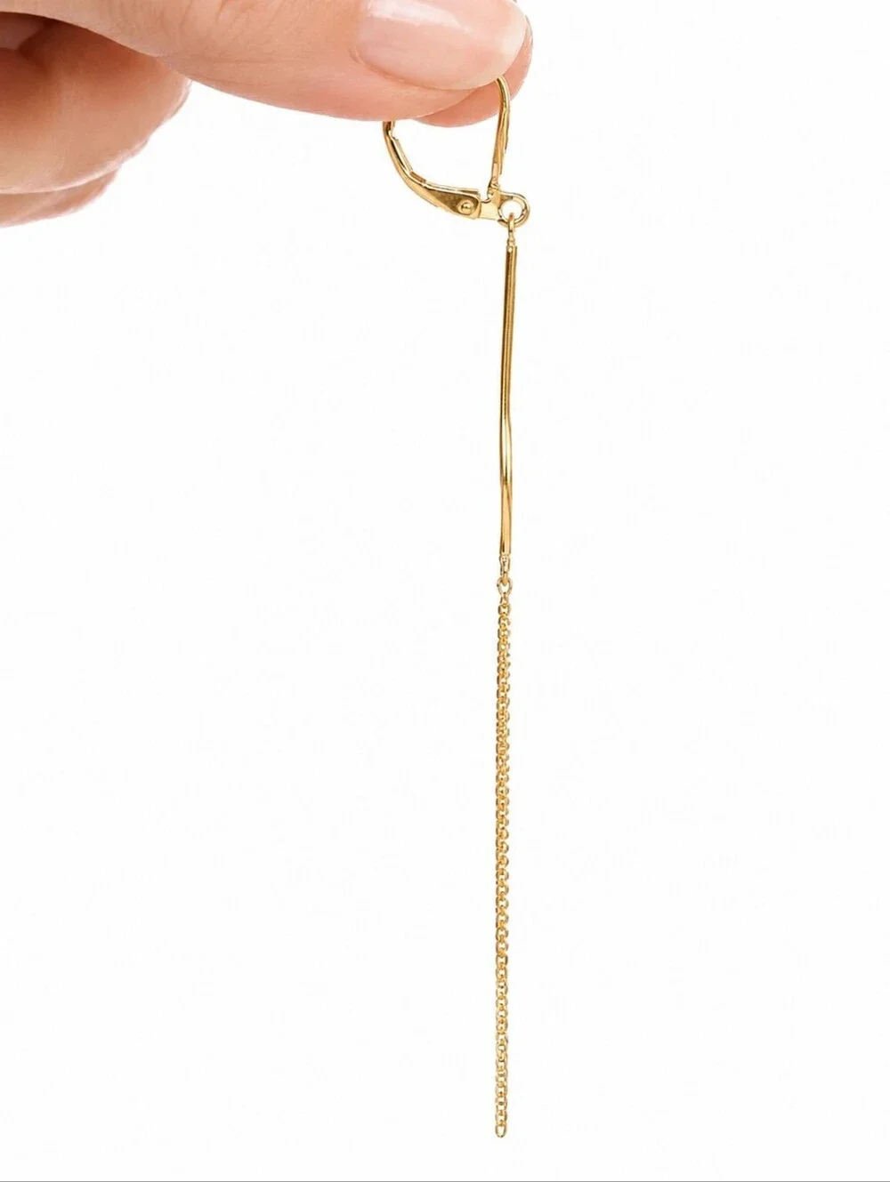 Gold Teardrop Chain Fringe Earrings | Statement Dangle | 3